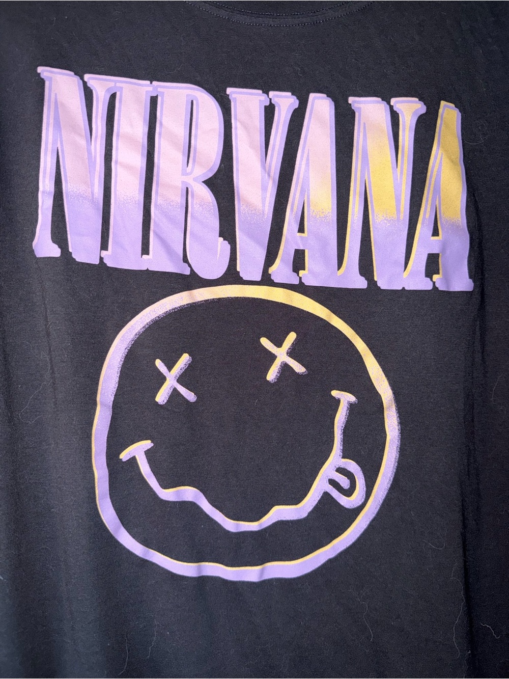 torrid Black Nirvana Tee with Purple and Yellow Graphic